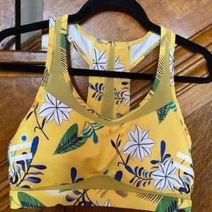 Zyia Yellow Floral Reflective LNT Sports Bra XL